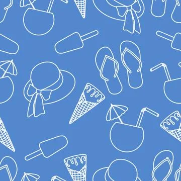 Vector pattern Sun Hat Summer Holiday Beach Travel 스톡 일러스트