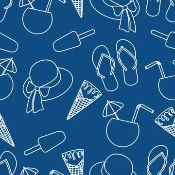 Vector pattern Sun Hat Summer Holiday Beach Travel 스톡 일러스트