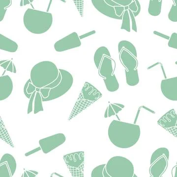 Vector pattern Sun Hat Summer Holiday Beach Travel Illustrazione stock