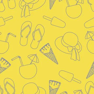 Vector pattern Sun Hat Summer Holiday Beach Travel Stock Illustration