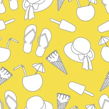 Vector pattern Sun Hat Summer Holiday Beach Travel Illustrazione stock