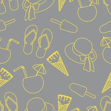 Vector pattern Sun Hat Summer Holiday Beach Travel 스톡 일러스트