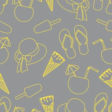 Vector pattern Sun Hat Summer Holiday Beach Travel Stock Illustration