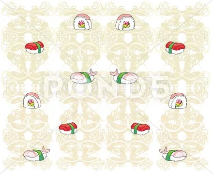 Vector pattern with sushi Stock Illustration