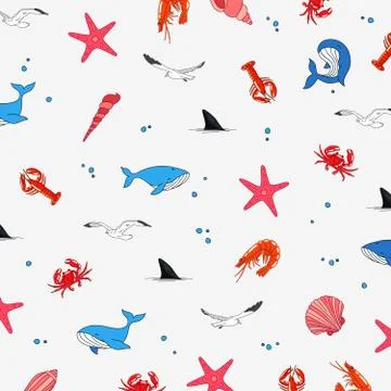 Vector pattern on the theme of marine life Stock Illustration