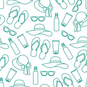 Vector pattern Travel Summer Beach Sun Protect Illustrazione stock