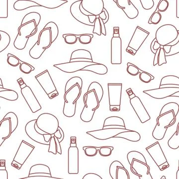 Vector pattern Travel Summer Beach Sun Protect Stock Illustration