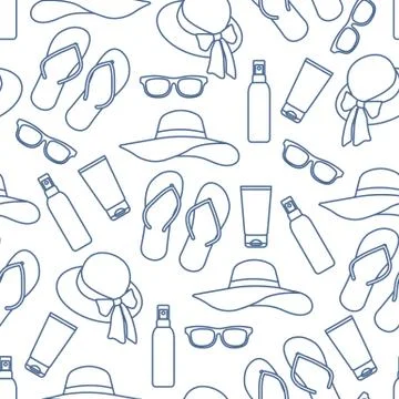 Vector pattern Travel Summer Beach Sun Protect 스톡 일러스트