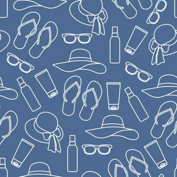 Vector pattern Travel Summer Beach Sun Protect Stock Illustration
