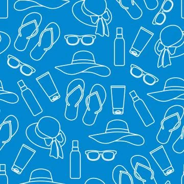 Vector pattern Travel Summer Beach Sun Protect Stock Illustration