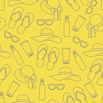 Vector pattern Travel Summer Beach Sun Protect Stock Illustration