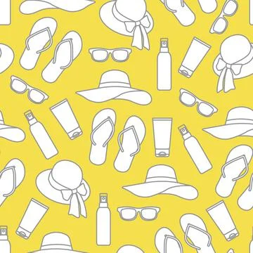 Vector pattern Travel Summer Beach Sun Protect Stock Illustration