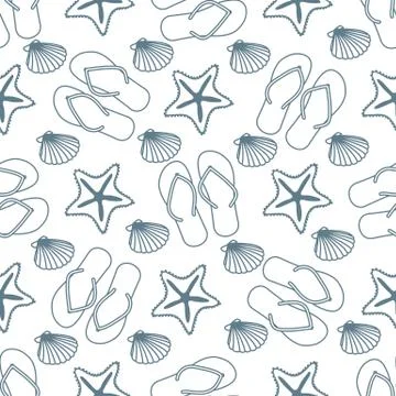 Vector pattern Travel Summer Holiday Beach shell Illustrazione stock