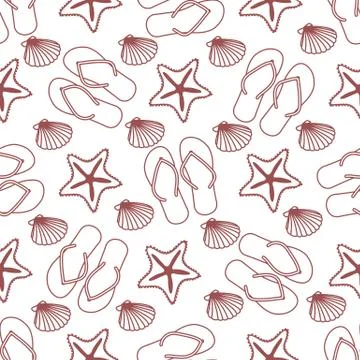 Vector pattern Travel Summer Holiday Beach shell Illustrazione stock
