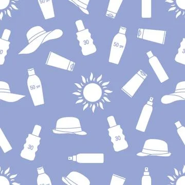 Vector pattern Travel Summer Sun Protect Sunscreen 스톡 일러스트