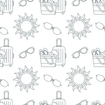 Vector pattern Travel Summer Vacation Beach Sun Stock Illustration