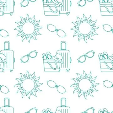 Vector pattern Travel Summer Vacation Beach Sun Stock Illustration