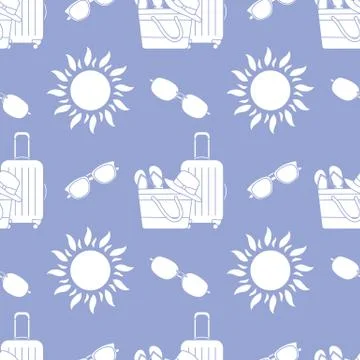 Vector pattern Travel Summer Vacation Beach Sun Illustrazione stock