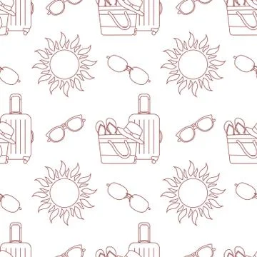 Vector pattern Travel Summer Vacation Beach Sun 스톡 일러스트
