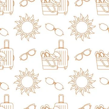 Vector pattern Travel Summer Vacation Beach Sun 스톡 일러스트