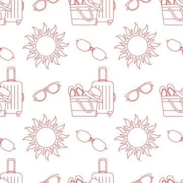 Vector pattern Travel Summer Vacation Beach Sun Illustrazione stock