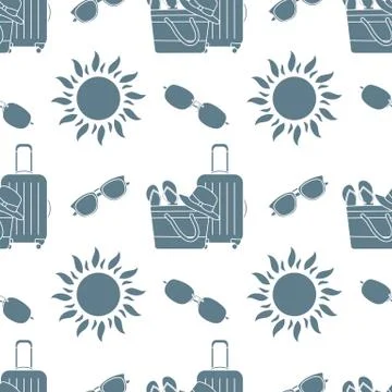 Vector pattern Travel Summer Vacation Beach Sun Stock Illustration