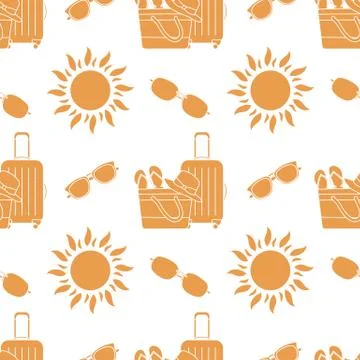 Vector pattern Travel Summer Vacation Beach Sun 스톡 일러스트