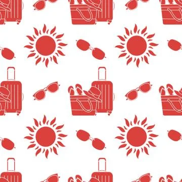 Vector pattern Travel Summer Vacation Beach Sun Stock Illustration