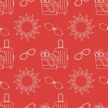 Vector pattern Travel Summer Vacation Beach Sun 스톡 일러스트