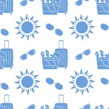 Vector pattern Travel Summer Vacation Beach Sun Stock Illustration