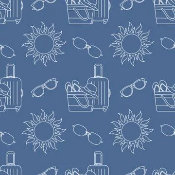 Vector pattern Travel Summer Vacation Beach Sun Illustrazione stock