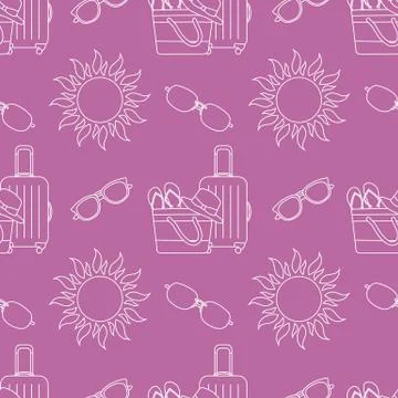 Vector pattern Travel Summer Vacation Beach Sun 스톡 일러스트