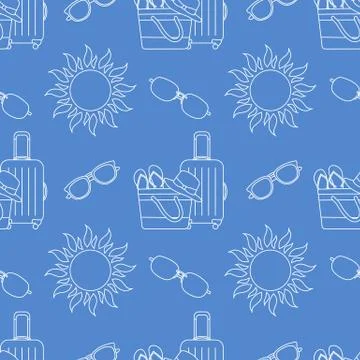 Vector pattern Travel Summer Vacation Beach Sun Illustrazione stock