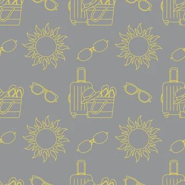 Vector pattern Travel Summer Vacation Beach Sun Illustrazione stock