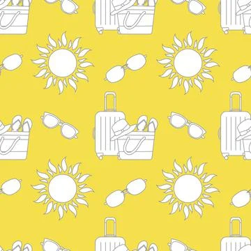 Vector pattern Travel Summer Vacation Beach Sun Stock Illustration