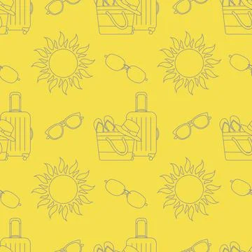 Vector pattern Travel Summer Vacation Beach Sun Illustrazione stock