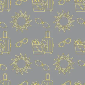 Vector pattern Travel Summer Vacation Beach Sun Stock Illustration