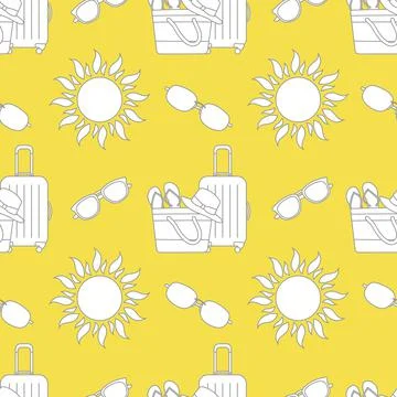 Vector pattern Travel Summer Vacation Beach Sun Stock Illustration