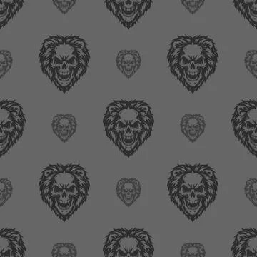 Vector pattern tribal shaggy skull logo Stock Illustration