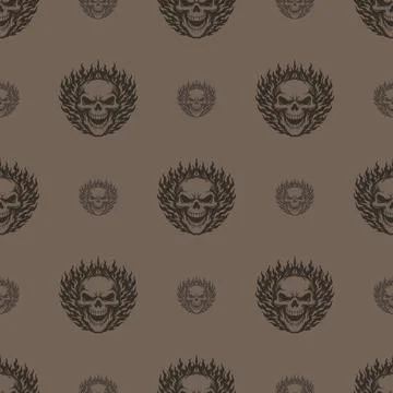 Vector pattern tribal skull logo with fire Illustrazione stock