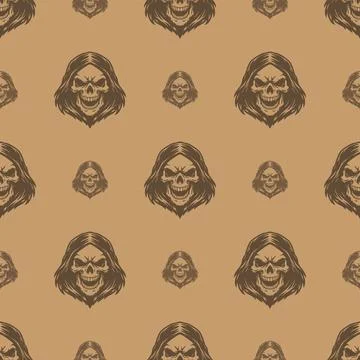 Vector pattern tribal skull logo with hair Stock Illustration