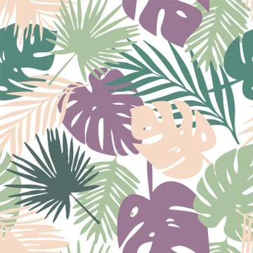 Vector pattern with tropical leaves Stock Illustration