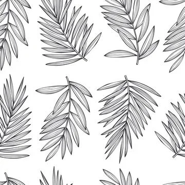 Vector pattern with tropical plants. Stock Illustration