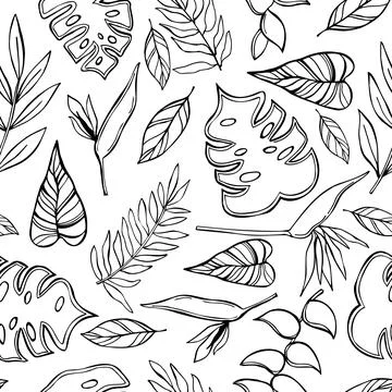 Vector pattern with tropical plants. Stock Illustration