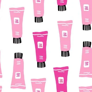 Vector pattern of tube used for toothpaste or cosmetics product in light pink Stock Illustration