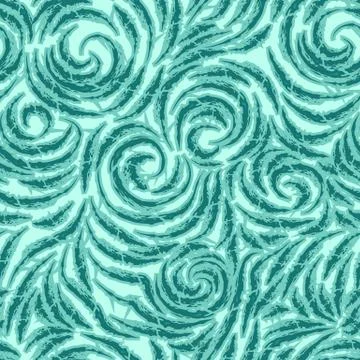 Vector pattern in turquoise color. Marine seamless motif made of splashes and Stock-Illustration