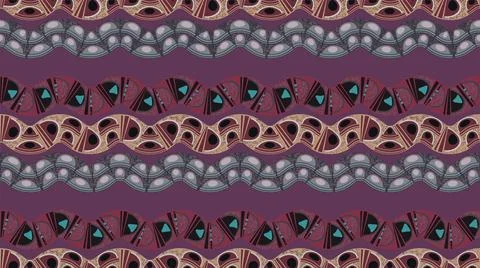 Vector pattern with unusual abstract elements on wavy shapes. Stock Illustration