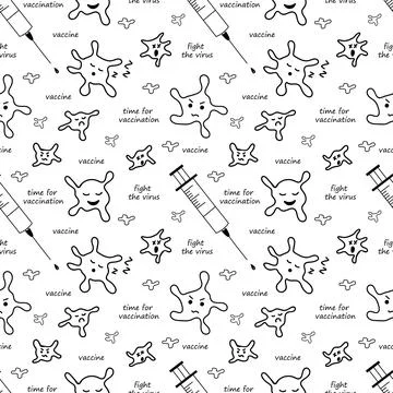 Vector pattern with vaccine to motivate people to get vaccinated and fight virus Illustrazione stock