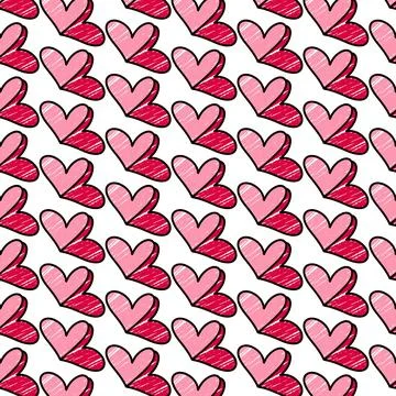 Vector pattern on Valentine s Day, February 14 Love pencil and contur heart Stock Illustration