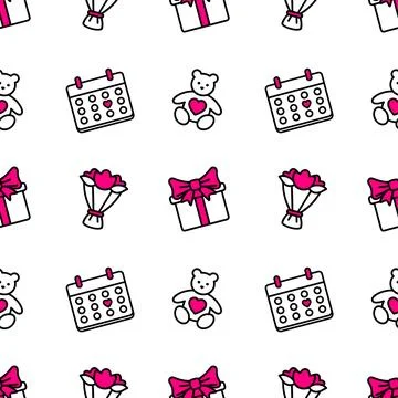 Vector pattern for Valentine's day Background made of items for a romantic date Stock Illustration